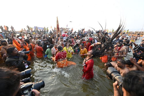 Flower shower on pilgrims