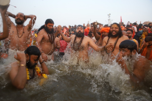 Flower shower on pilgrims