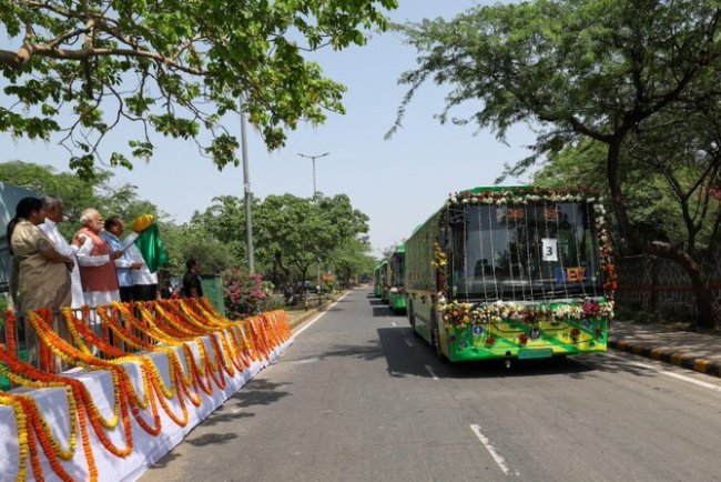 PM Modi Flags Off 200 Electric Buses in Delhi