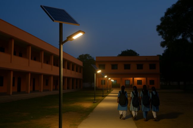Dylect Set Up Solar Lighting to School in Vrindavan