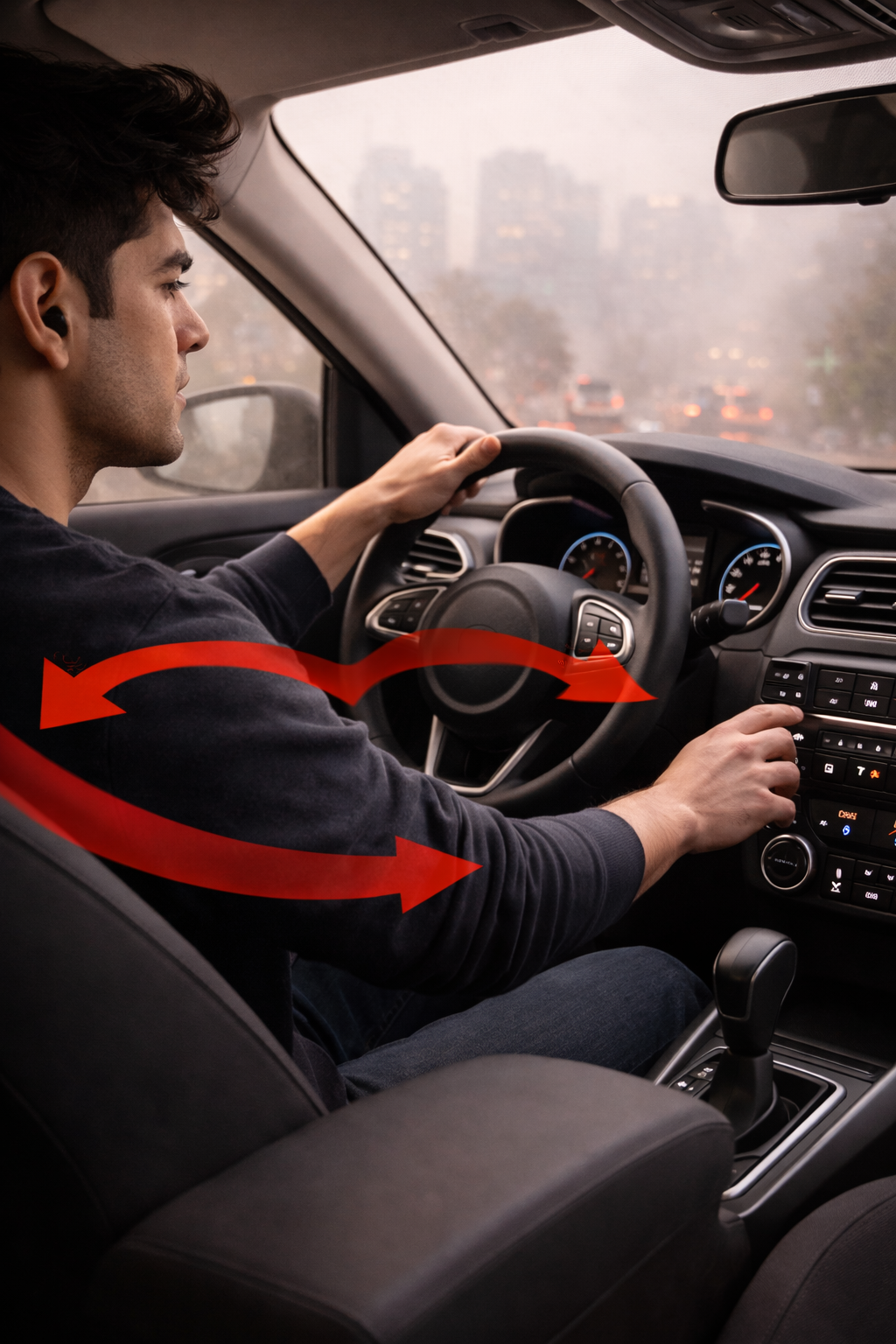 If driving, keep windows up and turn on air recirculation.